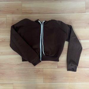 Forever 21 Brown Cropped Zip-Up Hoodie